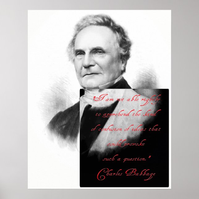 Poster Charles Babbage sur la confusion de l'esprit (Devant)