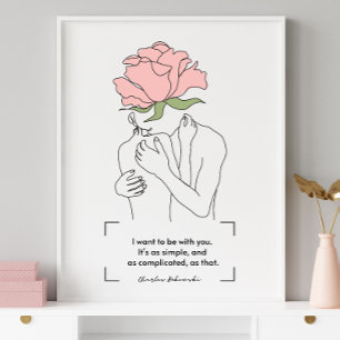 Poster Charles Bukowski Rose Line Citations d'amour Art