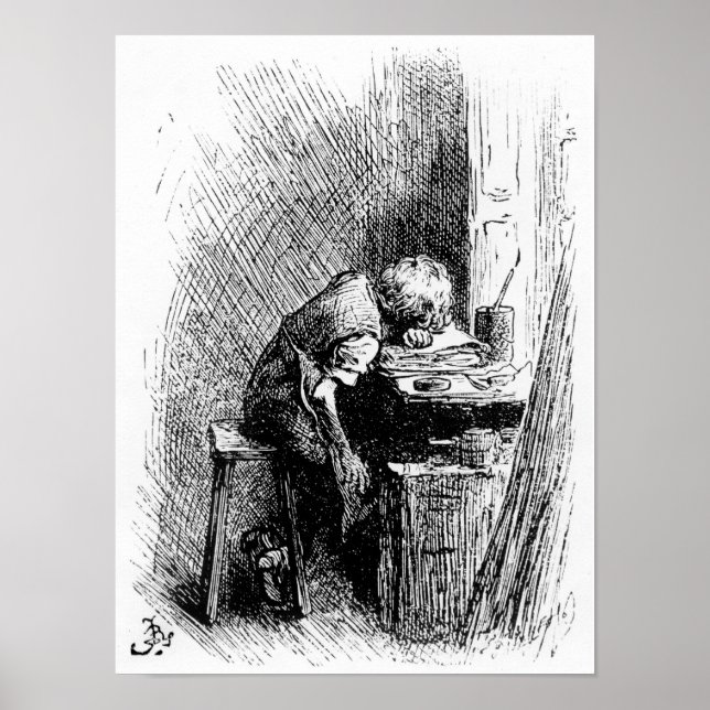 Poster Charles Dickens à l'usine Black et (Devant)