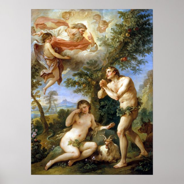Poster Charles-Joseph Natoire La réprimande d'Adam et Eve (Devant)