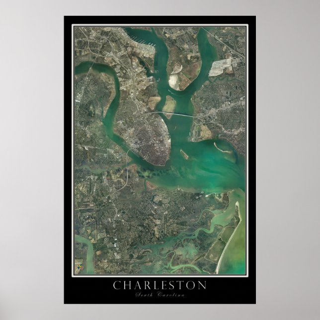 Poster Charleston Caroline du Sud De L'Espace Carte Satel (Devant)