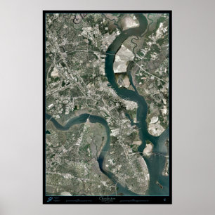 Poster Charleston, Caroline du Sud depuis un satellite sp