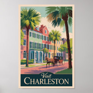 Poster Charleston Caroline du Sud Illustration Art de Voy