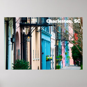 Poster Charleston Caroline du Sud Maisons Rainbow Row
