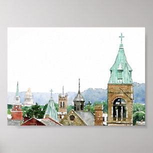 Poster Charleston Church and State Watercolor Imprimer