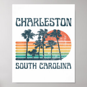 Poster Charleston Plage de Caroline du Sud Vacances été V