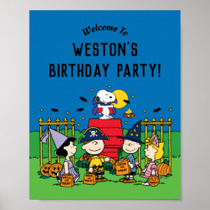 Poster Charlie Brown et Gang Halloween fête d'anniversair