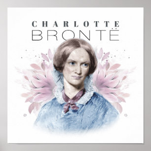 Poster Charlotte Bronte Portrait de Richmond avec Fleurs