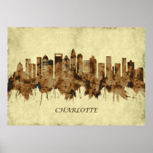 Poster Charlotte Caroline du Nord Cityscape