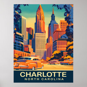 Poster Charlotte, Centre-ville, Caroline du Nord, Voyage