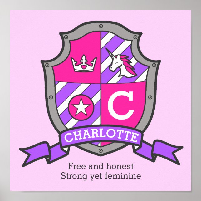 Poster Charlotte girls nom signifiant bouclier héraldique (Devant)