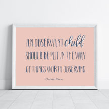 Charlotte Mason Motivational Citation Art d'école 