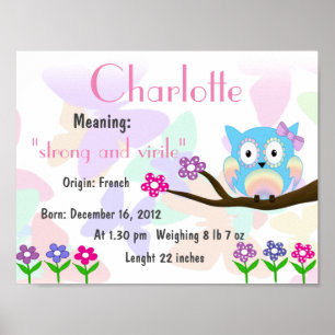Poster Charlotte Name signifie garderie