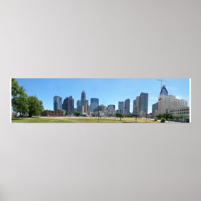 Poster Charlotte Skyline Day - plein @ 30.5x7.5 (Devant)