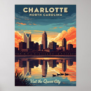 Poster Charlotte vintage Caroline du Nord