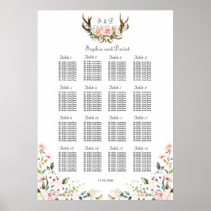 Poster Charm Blush Cream Fleurs Antlers Diagramme de sièg