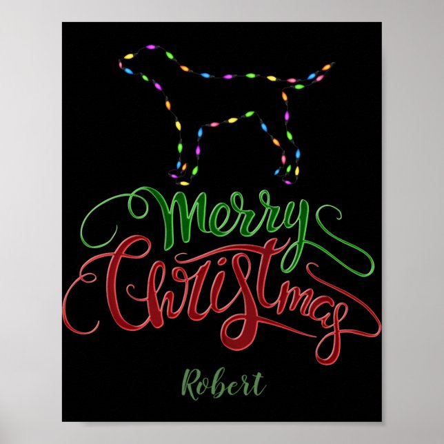 Poster Charm Merry Christmas Light Bulbs Dog Monogram Tod (Devant)