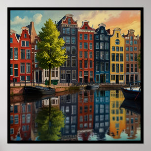 Poster Charmant Canal d'Amsterdam