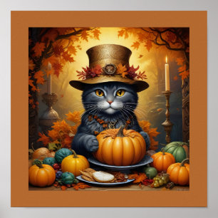 Poster Charmant Thanksgiving Chat en déguisement