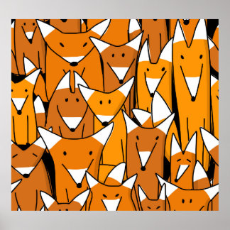 Poster Charmante famille Fox : Motif animal joueuse