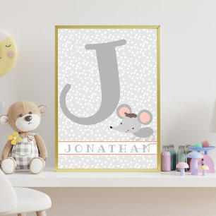 Poster Charmante Souris & Petits Points Personnalisés Cha