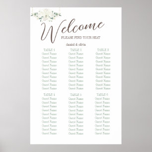 Poster Charme élégant Vert Fleur sauvage Mariage Cartes d