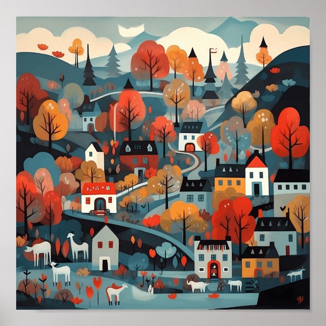 Poster Charme Et Décor Du Village Scandi (Devant)