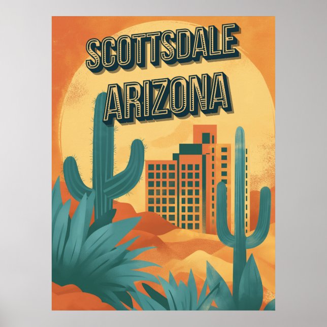 Poster Charme rétro de Scottsdale - Arizona Vintage (Devant)