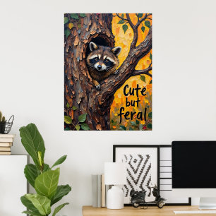 Poster Charme rustique : Raccoon dans le désert