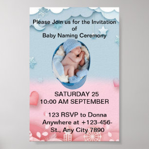 Poster Charming Baby Naming Ceremony Invitation