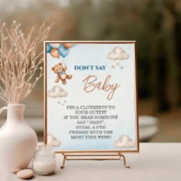Poster Charming Blue Bear Ne Dit Baby shower Jeu
