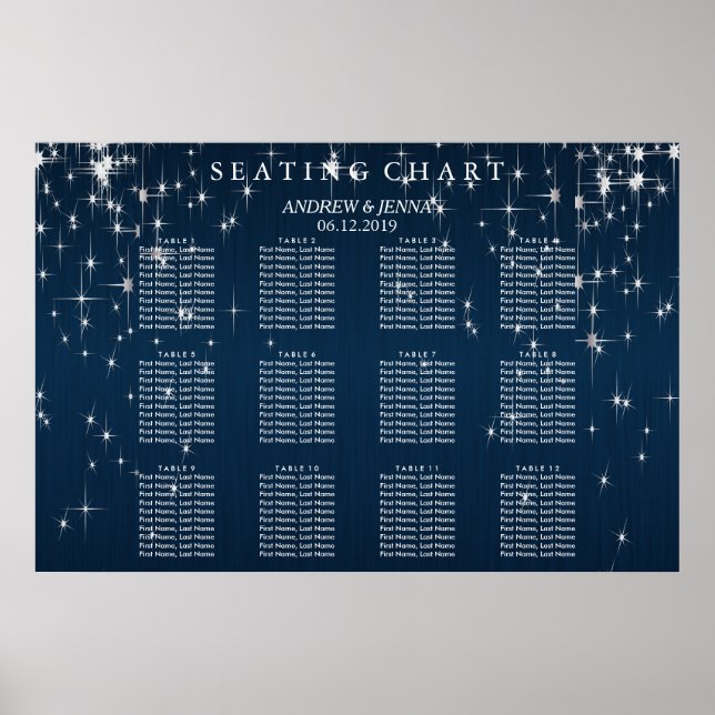 Poster Charming Star Struck Mariage - Carte de siège (Devant)