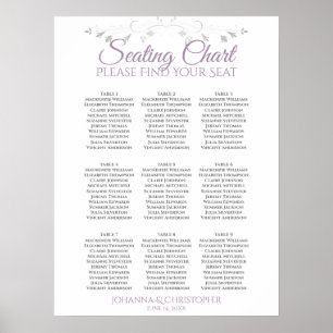 Poster Chart de placement de mariage sur fond blanc 9 tab