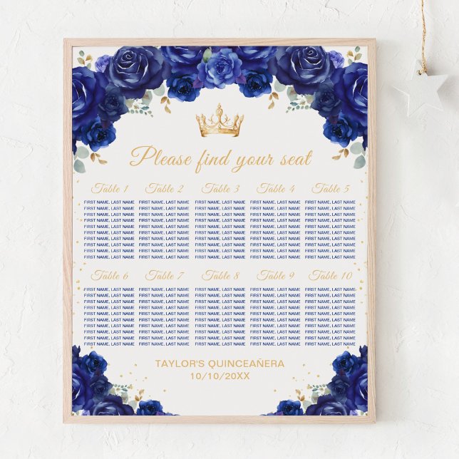 Poster Chart de placement de table pour la Princesse Bleu (Créateur téléchargé)