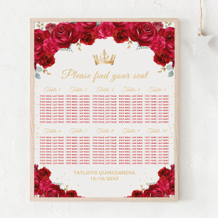 Poster Chart de placement de table Princesse Rouge Quince
