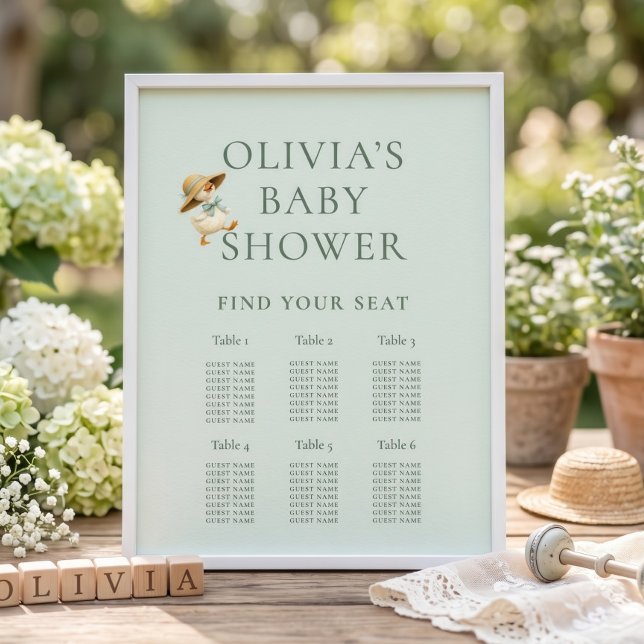 Poster Charte de Sièges de Table 6 pour Baby Shower Canar (Créateur téléchargé)