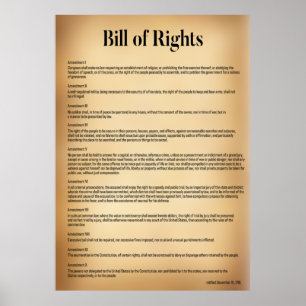 Poster Charte des droits Constitution des États-Unis Post