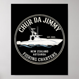 Poster Charters de pêche Vintage CHUR DA JIMMY