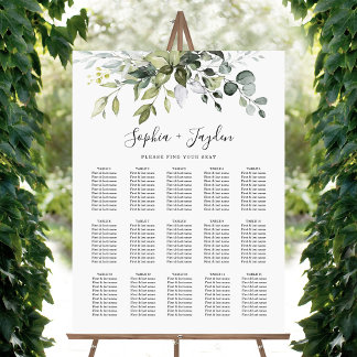 Poster Chartre de sièges de mariage élégant avec verdure 