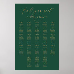 Poster Chartre de sièges élégant vert émeraude pour 18 ta