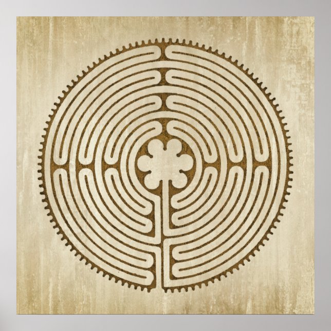 Poster Chartres Labyrinthe - Symbole spirituel Antique 1 (Devant)