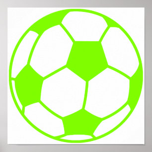 Poster Chartreuse, Balle de Football Vert Néon