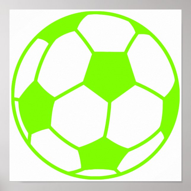 Poster Chartreuse, Balle de Football Vert Néon (Devant)