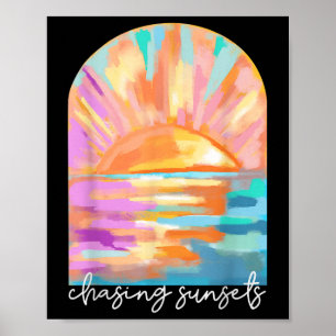 Poster Chasing Sunsets Summer Vacances Hawaii Beach Amusa