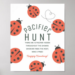 Poster Chasse à la Tétine Bébé Ladybug Rouge Petite Punai