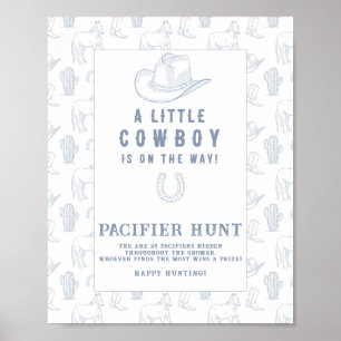 Poster Chasse à la tétine Cowboy Jeu de baby shower