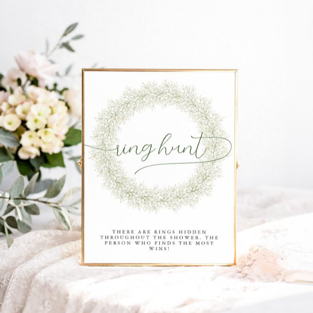 Poster Chasse à l'anneau de Baby Shower Mariage Fleurs Bl (Créateur téléchargé)