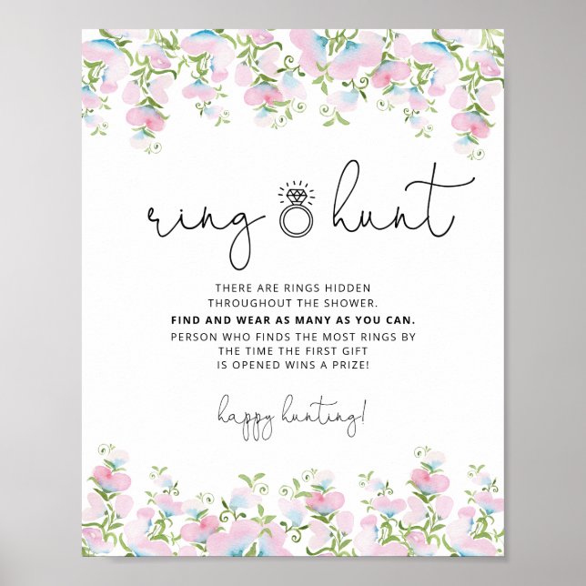 Poster Chasse à l'anneau rose jeu de shower de mariage pa (Devant)