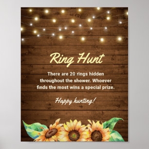 Poster Chasse à l'anneau Tournesol rustique Mariage Showe