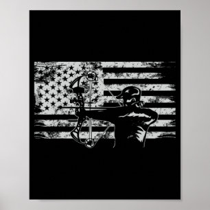 Poster Chasse Archer Drapeau Américain Bowhunting Hunter 